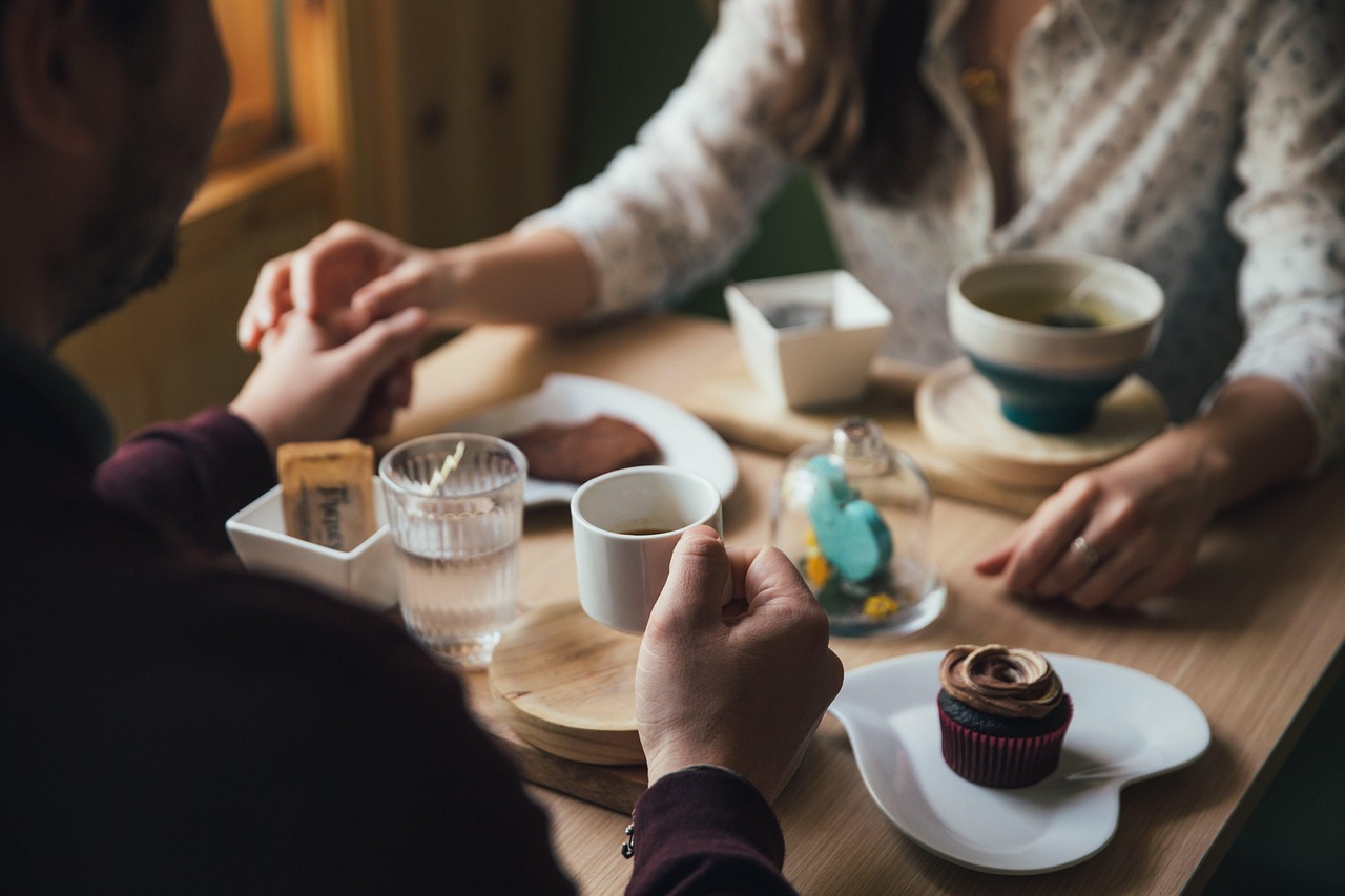 Two people enjoying a relaxed weeknight dinner