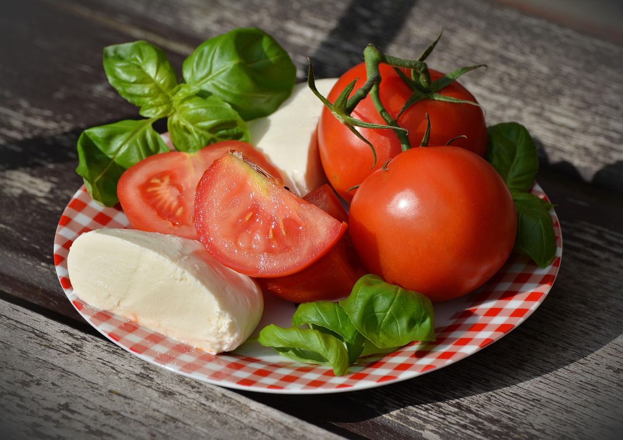 A colorful seasonal starter plate with fresh vegetables